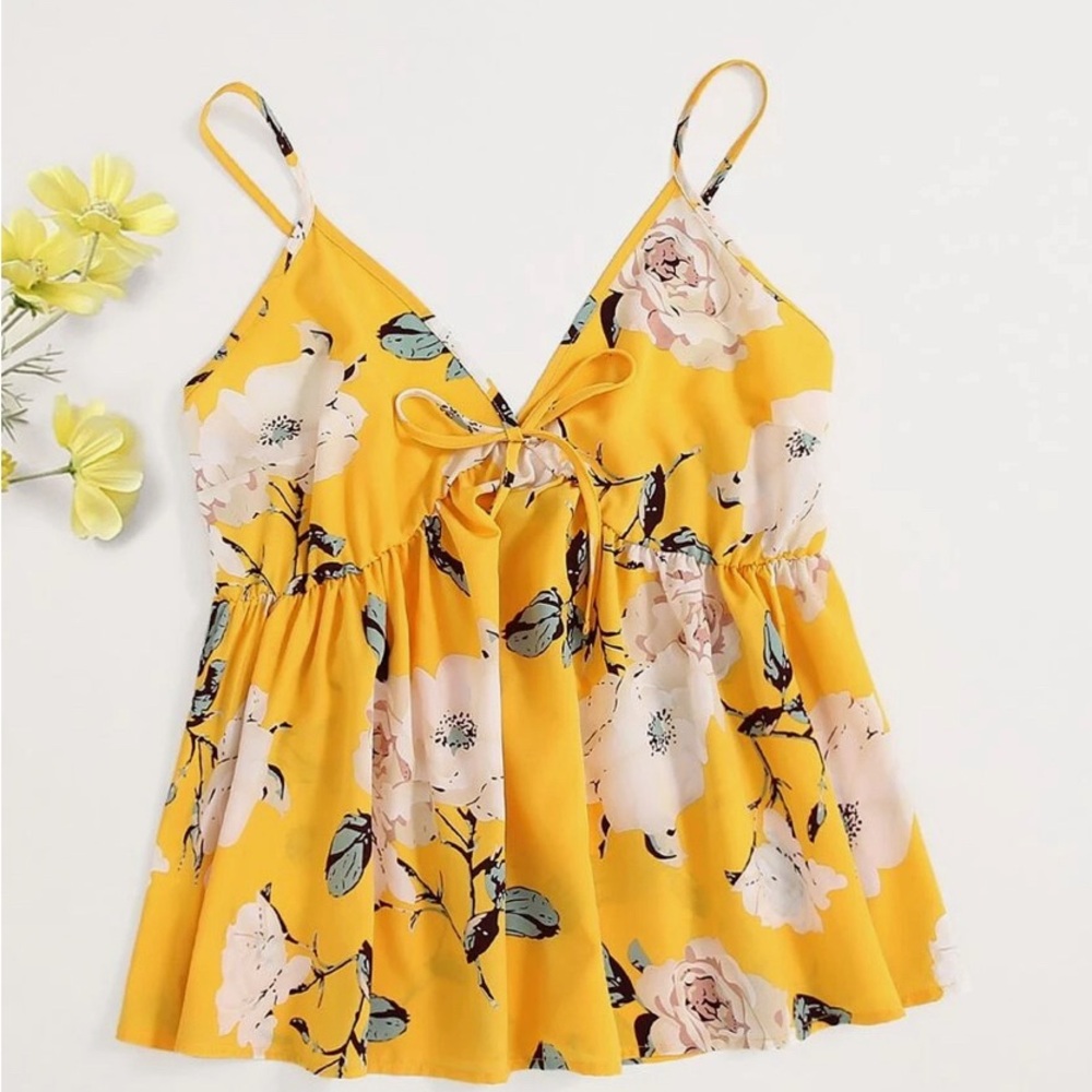 Pretty yellow babydoll style top with adjustable straps